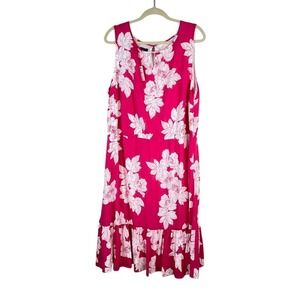 NEW Talbots Floral Print Dress Resort Pink Hawaiian Resortwear Beachy‎ Size 16W